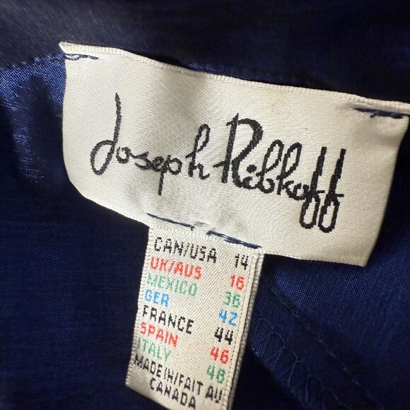 Joseph Ribkoff Vintage Dress Royal Sapphire Moldable Collar and Sleeves Sz 14 - Picture 2 of 10